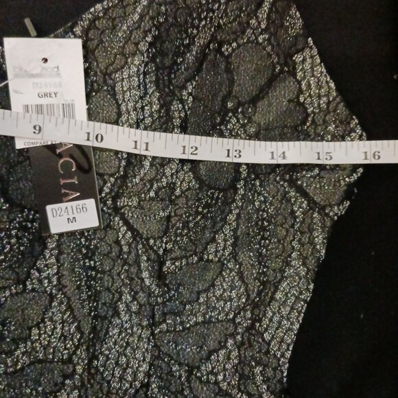 NEW Gracia Metallic Lace Fit & Flare‎ Dress in Grey Size M - Picture 11 of 13